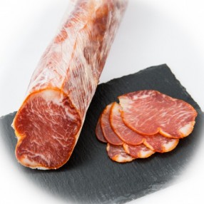 Lomo iberico de bellota roscal en lonchas LEONCIO ORO peso aproximado sobre 100 grs